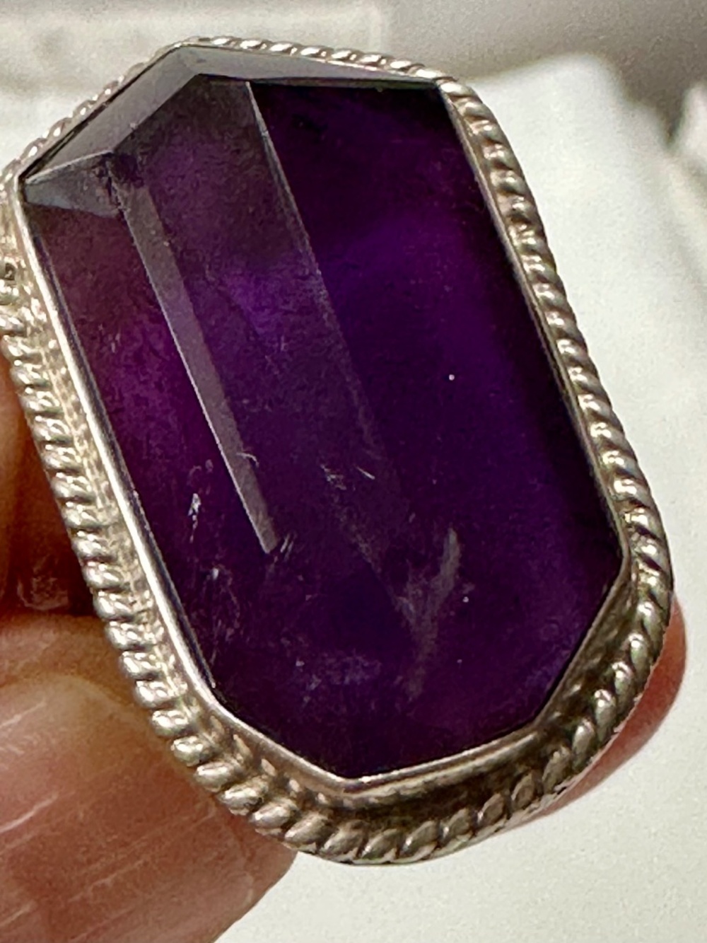 .925 Silver Ring with Purple Stone Amethyst Large | Elegant Ring Woman |HANDMADE